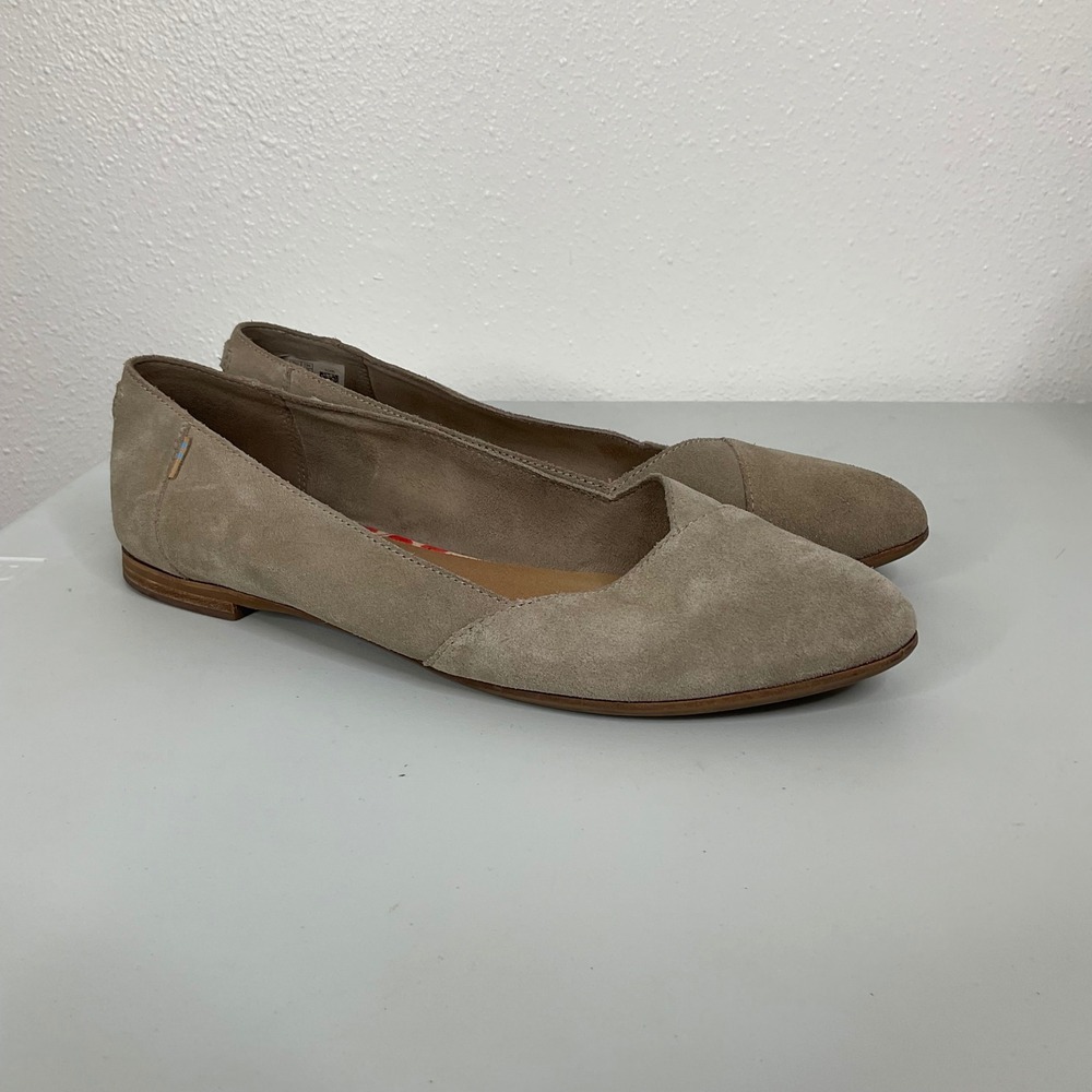 TOMS Jutti Flats Womens 11 Taupe Suede Pointed Toe Slip On‎ Shoes